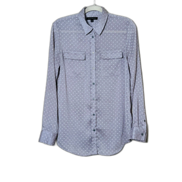 BANANA REPUBLIC SHEER TEXTURED BUTTON FRONT BLOUSE Lavender WOMEN'S SIZE MED - Picture 1 of 9